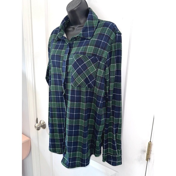 J for Justify blue & green plaid button up shirt - Picture 3 of 5